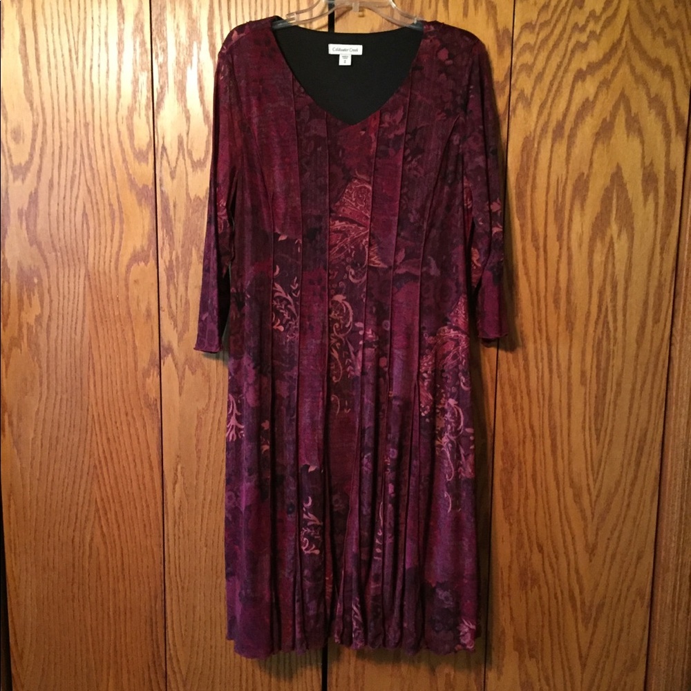 Dress, burgundy/black print